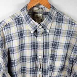 LL Bean Large Tall Long Sleeve Plaid Button Down Shirt West Point Tartan